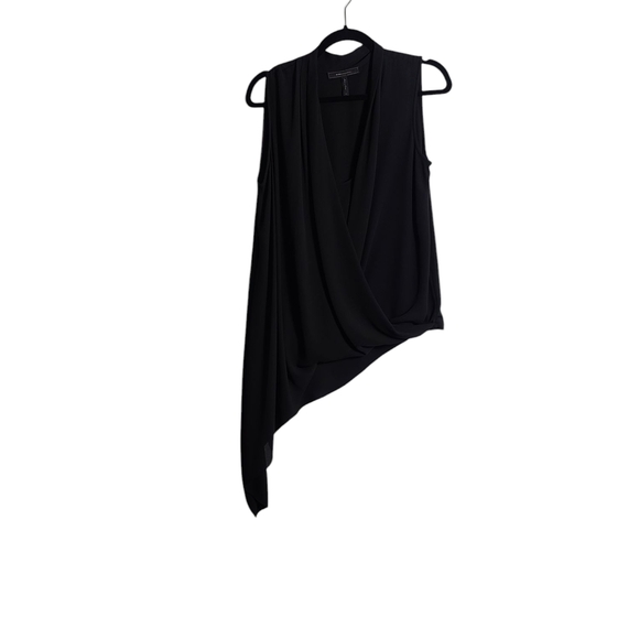 BCBGMAXAZRIA Cecil Asymmetric Sleeveless Top In Black Size Small - Picture 1 of 16